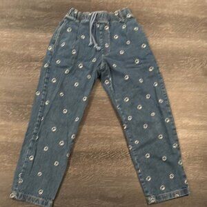 Blue Pants with White Floral Pattern